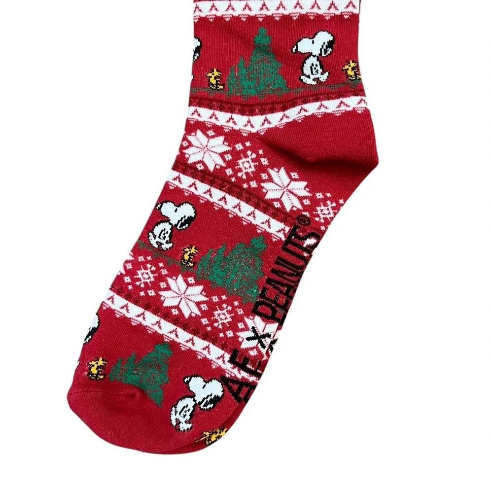 AE x Peanuts Snoopy Woodstock Fair Isle Christmas Crew Socks OS
